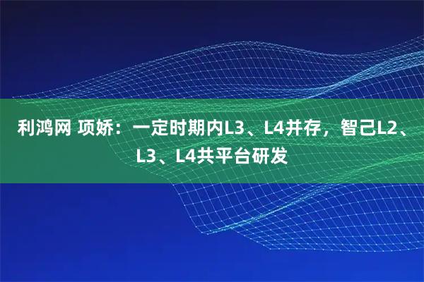 利鸿网 项娇：一定时期内L3、L4并存，智己L2、L3、L4共平台研发